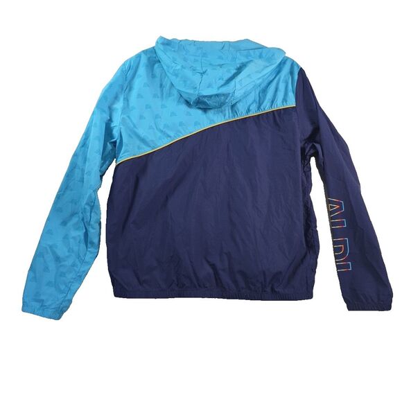 Aldi Gear Windbreaker Full Zip Hooded Jacket 2024 Unisex Size Med Pockets Blue - Picture 2 of 11